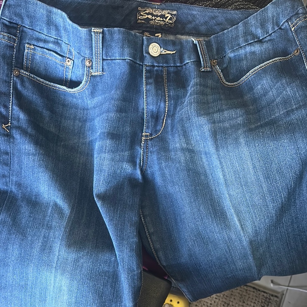 Seven7 Blue Boot Cut Jeans with rhinestone back pocket